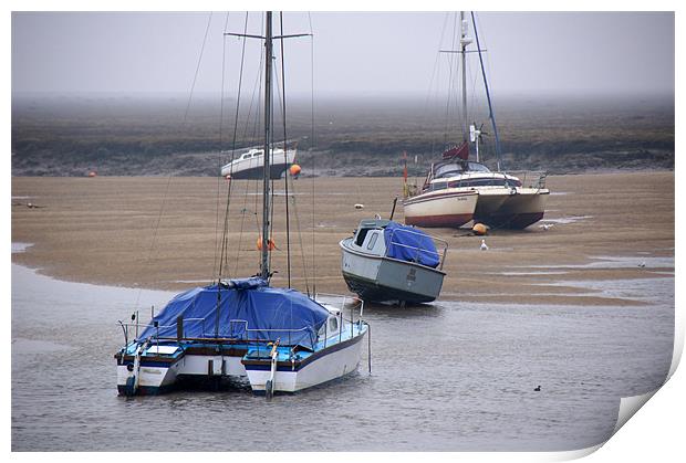 Boats at Wells-Next-the-Sea Print by Sheryl Brown