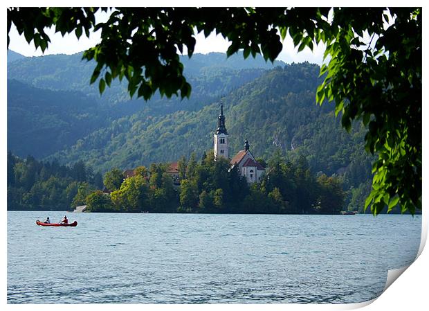 Lake Bohinj, Slovenia, kayaking Print by Raymond Gilbert