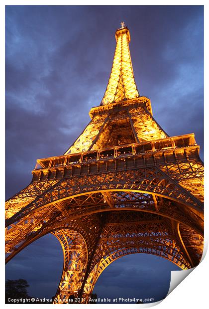 Eiffel Tower: Evening Perspective Print by Andrea Guidera