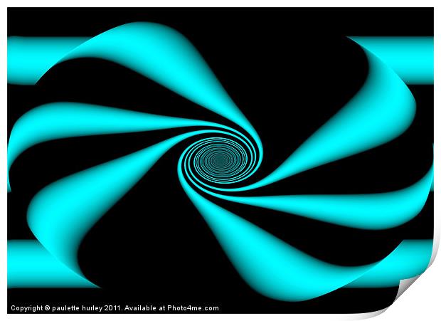 Turquoise Ribbon Abstract. Print by paulette hurley