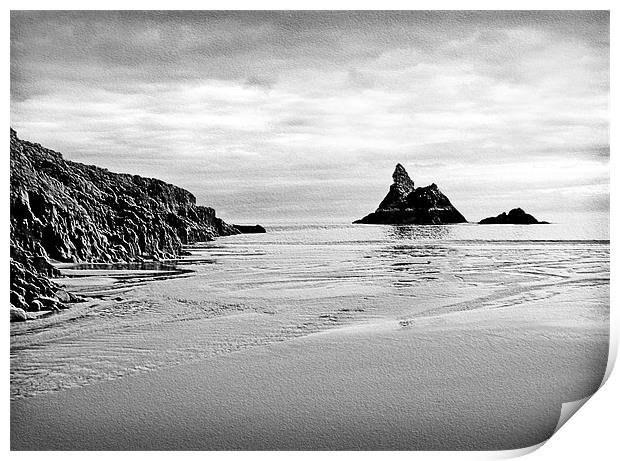 Church Rock. Broadhaven Beach.Wales Print by paulette hurley