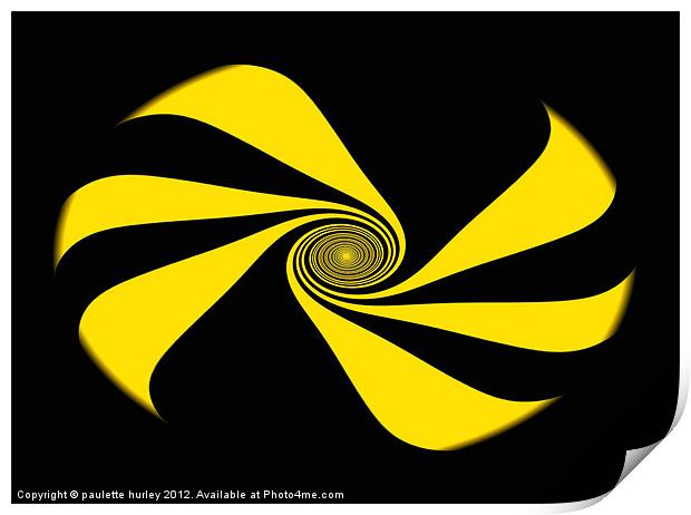 Abstract Yellow Ribbon Swirl Print by paulette hurley