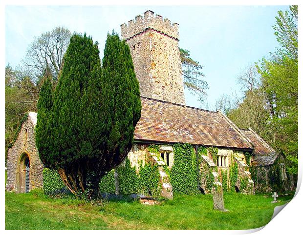 Gumfreston Celtic Church-Tenby-Pembrokeshire. Print by paulette hurley