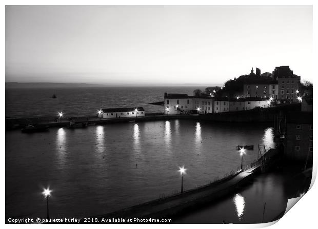 Tenby Harbour. Black + White. Print by paulette hurley