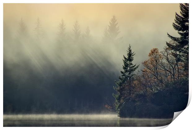 Loch Ard,Mist and sun... Print by David Mould