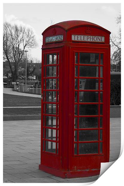 Red Phone Box (Stratford-on-Avon) Print by Peter Elliott 