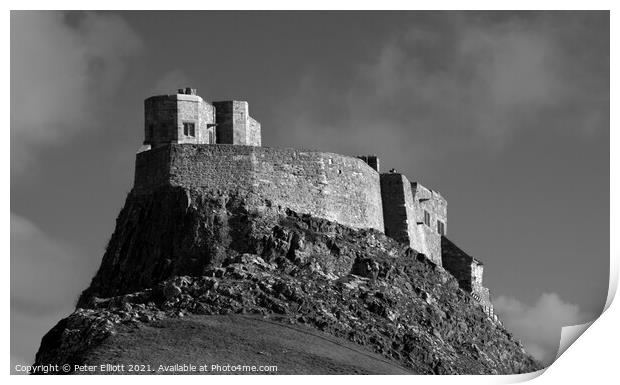 Lindisfarne Castle Mono Print by Peter Elliott 