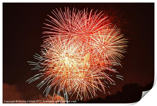 Fireworks fill the sky Print by Donna Collett