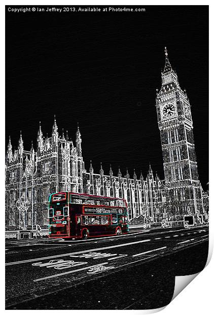 London Bus Print by Ian Jeffrey
