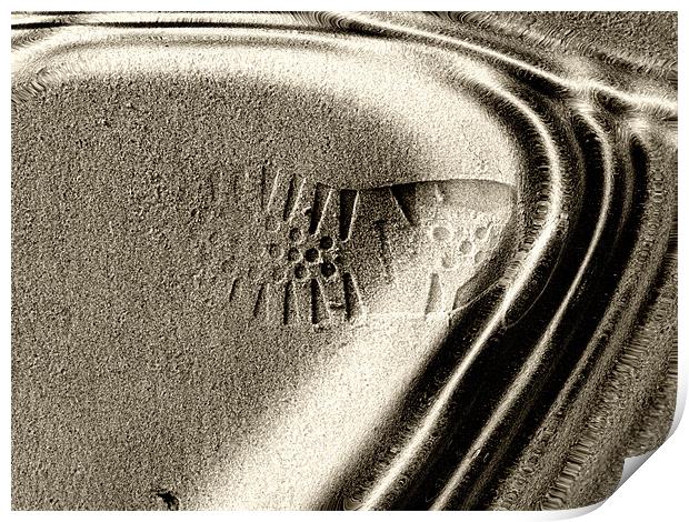 Footprint in the sand Print by Ian Jeffrey