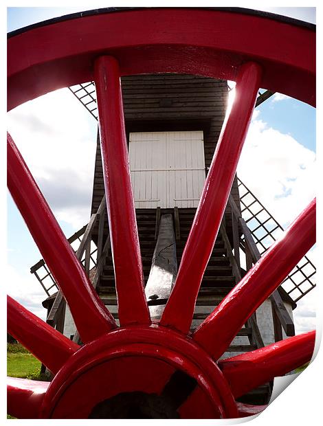 Pitstone Windmill Through Wheel Print by Ian Jeffrey