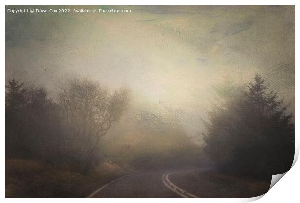 foggy road Print by Dawn Cox