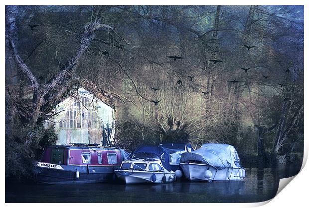 River Boats at Tonbridge, Kent Print by Dawn Cox