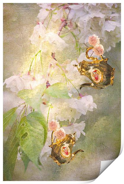 cherry blossom tea anyone Print by Dawn Cox