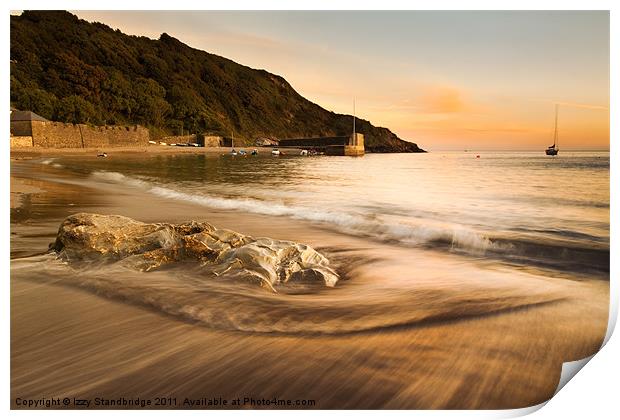 Polkerris beach at sunset Print by Izzy Standbridge