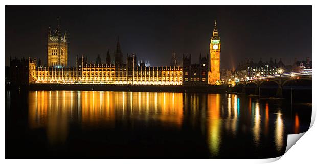 Houses of Parliament at night Print by Izzy Standbridge