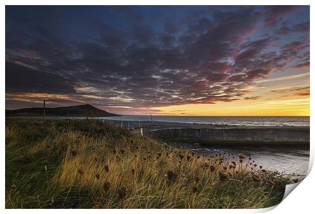 Aberystwyth Autumn beach sunset Print by Izzy Standbridge