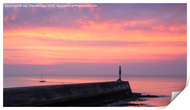  Sunset over Aberystwyth stone pier Print by Izzy Standbridge