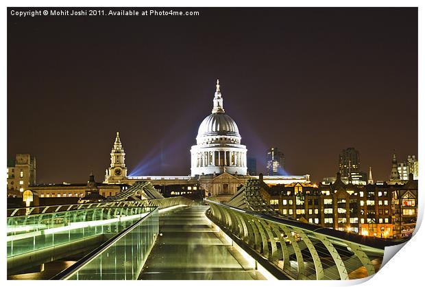 St Paul's from Millennium Bridge, London Print by Mohit Joshi