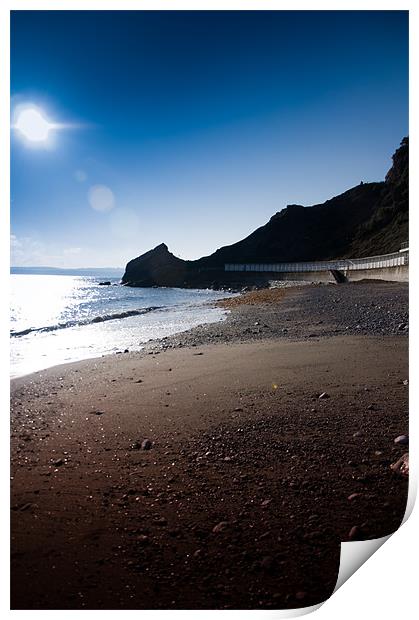 Meadfoot Beach landscape Print by K. Appleseed.