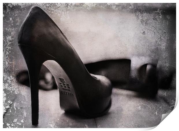 Dirty high heel shoes Print by K. Appleseed.