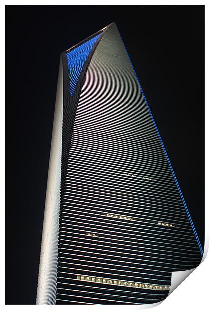 Shanghai World Financial Centre at Night Print by Phil Hall