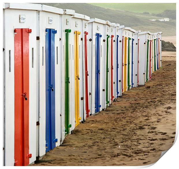 Woolacombe beach huts north Devon Print by Tony Bates