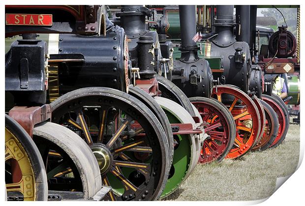 Traction engine line up Print by Tony Bates