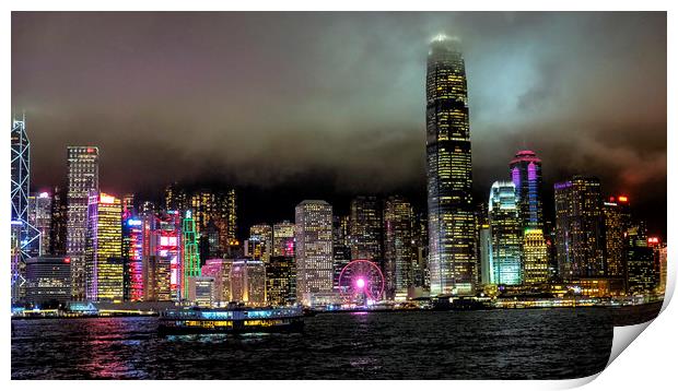 Hong Kong Island at night Print by Tony Bates