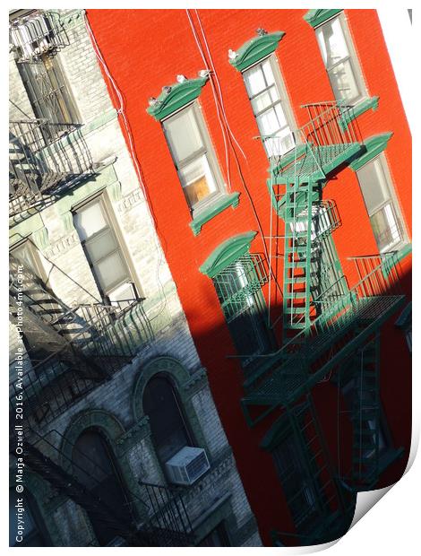 Tenement building New York Print by Marja Ozwell