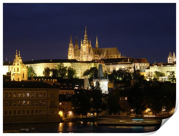 Prague at night Print by Marja Ozwell