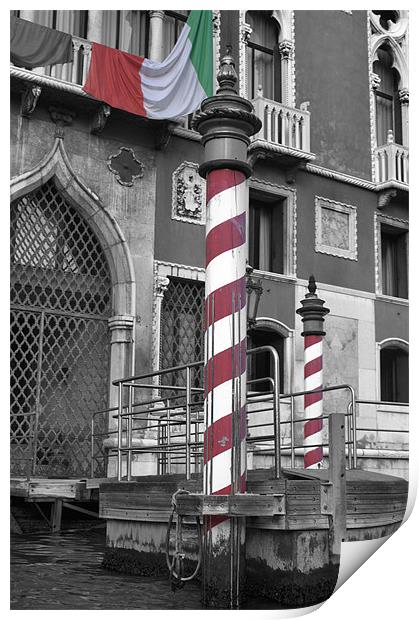 Italian Flag on the Grand Canal, Venice Print by Lucy Antony