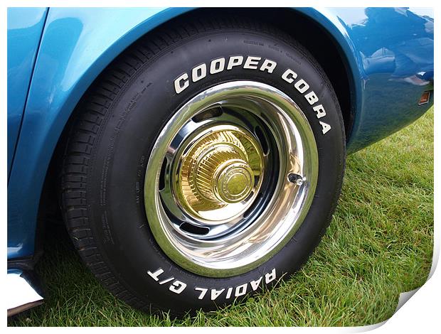 Blue Corvette front wheel Print by Allan Briggs
