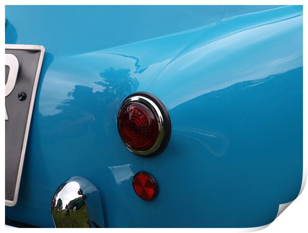 Blue Isetta bubble car rear light Print by Allan Briggs