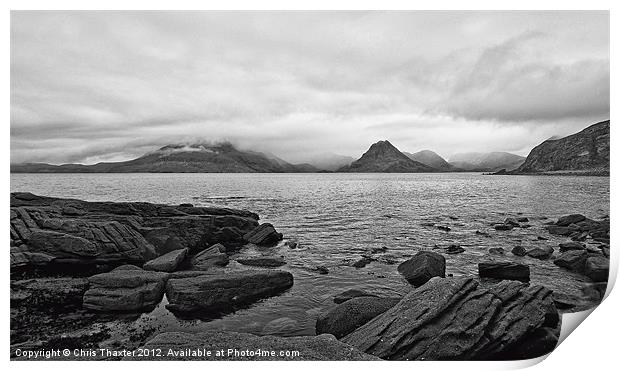 The Cuillin's in the mist Print by Chris Thaxter