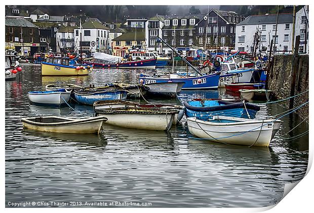 The Vibrant Mevagissey Harbour Print by Chris Thaxter