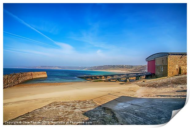 Low tide at Sennen Cove 2 Print by Chris Thaxter