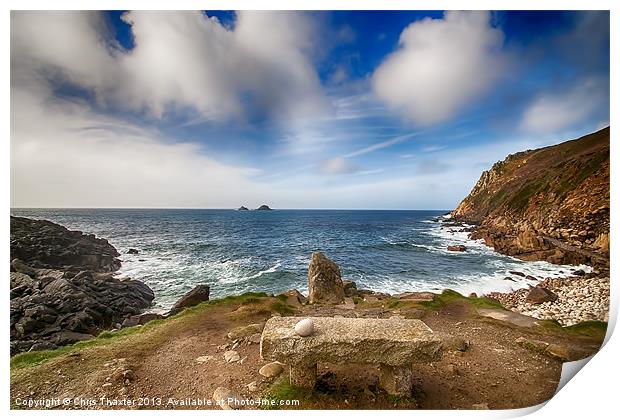 Seat with a view Cot Valley Cornwall Print by Chris Thaxter