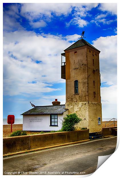 South Lookout Tower Aldeburgh Beach Print by Chris Thaxter