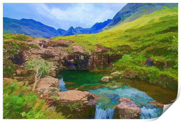 Fairy Pools of Skye Watercolour Print by Chris Thaxter