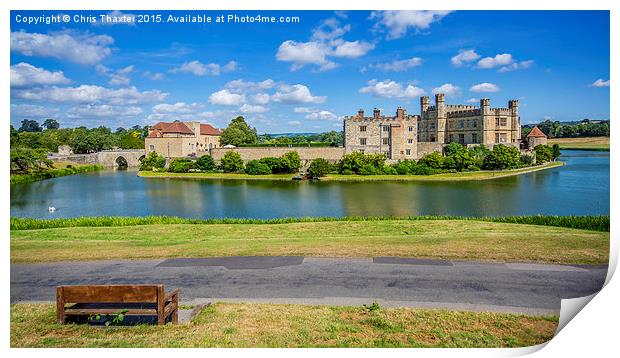 Leeds Castle Bench View 2 Print by Chris Thaxter
