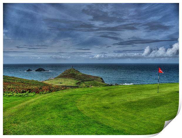1st Green at Cape Cornwall Golf Club Print by Chris Thaxter