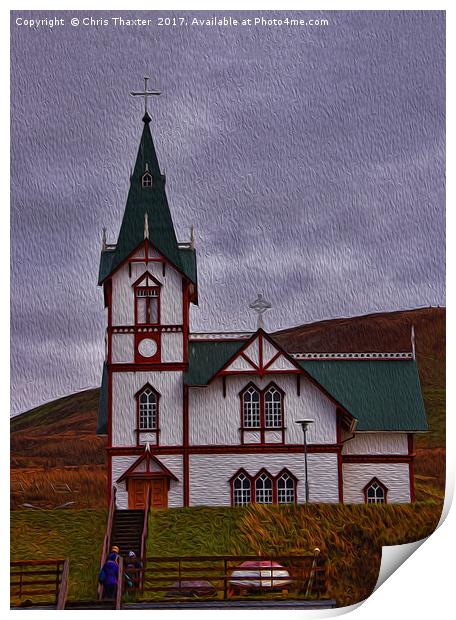 Husavik Church Iceland Print by Chris Thaxter
