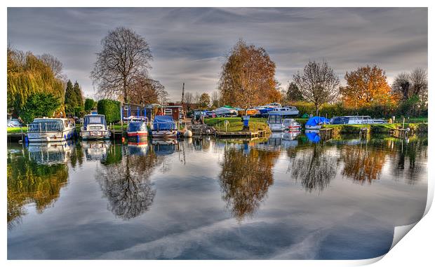 St Neots Marina Reflections Print by Chris Thaxter