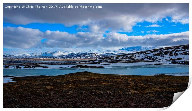 Mount Hekla across lake Bjarnalon Print by Chris Thaxter