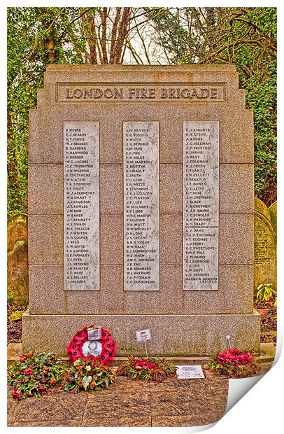London Fire Brigade Memorial Print by Chris Thaxter