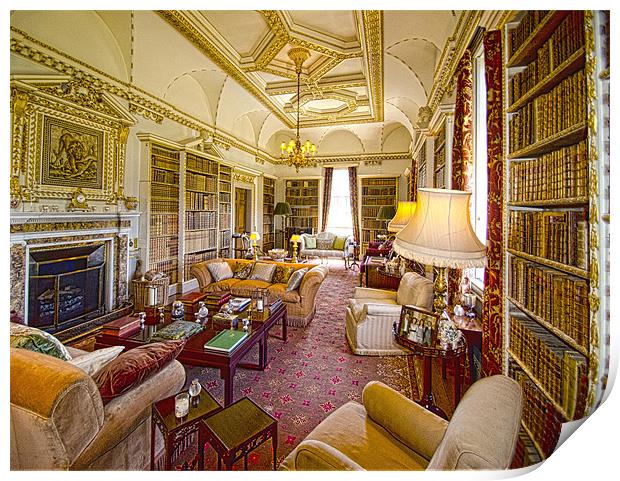 The Long Library  at Holkham Hall Print by Chris Thaxter