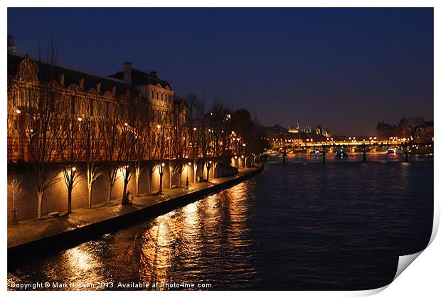 River Seine at Night Print by Mark Hobson