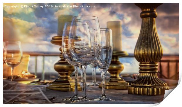 Table Set for Romantic Meal Print by Elaine Young