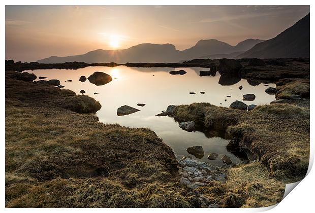  Sunset over the Scafells Print by James Grant